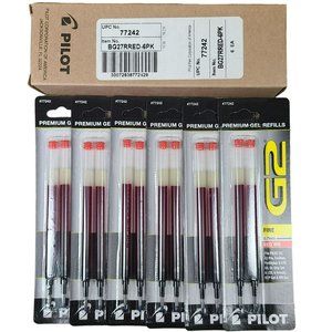Pilot 77242 G2 Refills, 0.7mm Fine Point, Red Gel Ink, 6 Packs of 2 Refills
